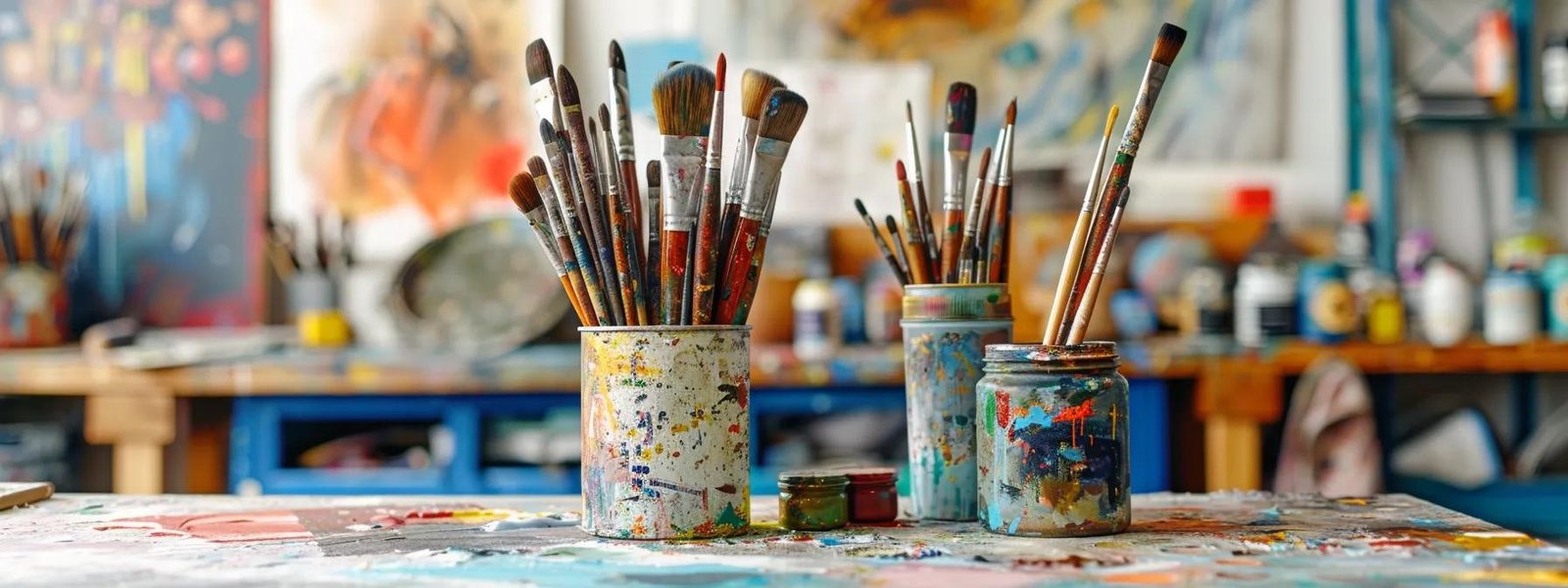 a meticulously organized art studio features vibrant paintbrushes and clean tools neatly arranged on a sleek workbench, emphasizing the importance of post-painting cleanup and maintenance for lasting artistic beauty. a meticulously organized art studio features vibrant paintbrushes and clean tools neatly arranged on a sleek workbench, emphasizing the importance of post-painting cleanup and maintenance for lasting artistic beauty.
