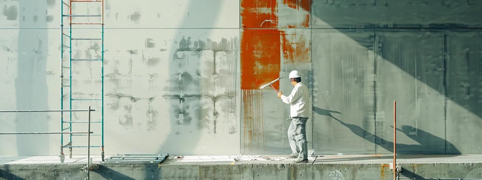a vibrant split scene showcasing a professional painter meticulously preparing a refined interior wall in a modern residential apartment on one side, contrasted with a rugged construction worker applying industrial surface preparation methods in a bustling commercial space on the other, highlighting the distinct approaches for each environment. a vibrant split scene showcasing a professional painter meticulously preparing a refined interior wall in a modern residential apartment on one side, contrasted with a rugged construction worker applying industrial surface preparation methods in a bustling commercial space on the other, highlighting the distinct approaches for each environment.