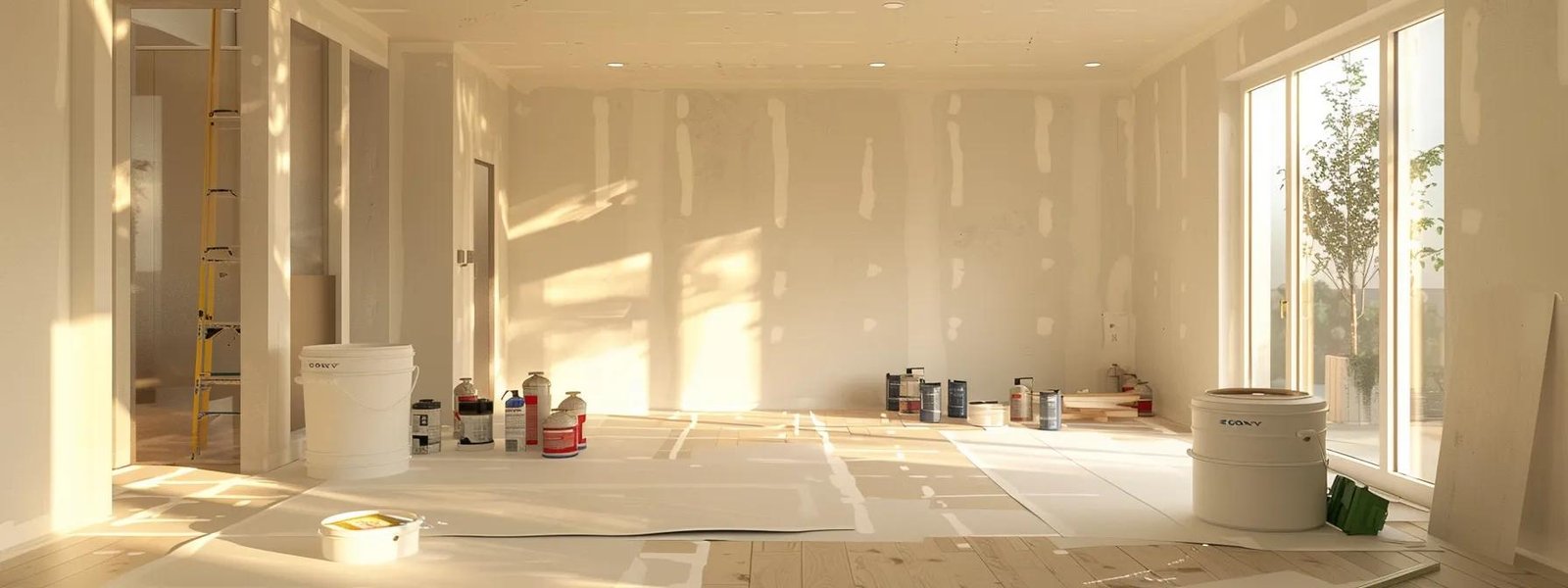 a well-lit interior of a saint paul home showcases freshly prepared walls, free of imperfections, with paint supplies meticulously arranged on the floor, emphasizing readiness for a flawless paint finish. a well-lit interior of a saint paul home showcases freshly prepared walls, free of imperfections, with paint supplies meticulously arranged on the floor, emphasizing readiness for a flawless paint finish.
