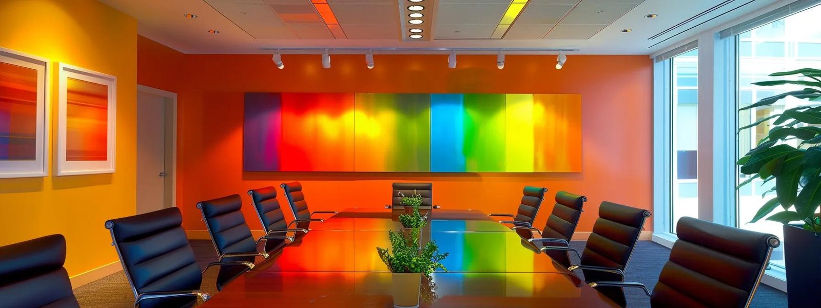 a modern office interior showcases a sleek conference room with vibrant paint samples displayed prominently, highlighting the connection between supplemental services and enhanced house painting outcomes in saint paul. a modern office interior showcases a sleek conference room with vibrant paint samples displayed prominently, highlighting the connection between supplemental services and enhanced house painting outcomes in saint paul.