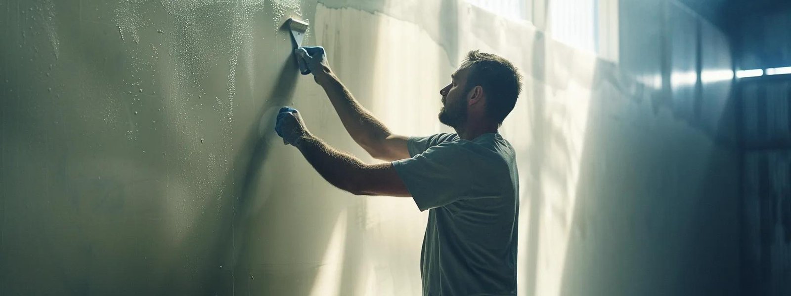 a neatly organized indoor workshop setting features a professional applying a smooth, even coat of primer to a pristine wall, showcasing the importance of meticulous surface preparation for optimal paint adhesion. a neatly organized indoor workshop setting features a professional applying a smooth, even coat of primer to a pristine wall, showcasing the importance of meticulous surface preparation for optimal paint adhesion.