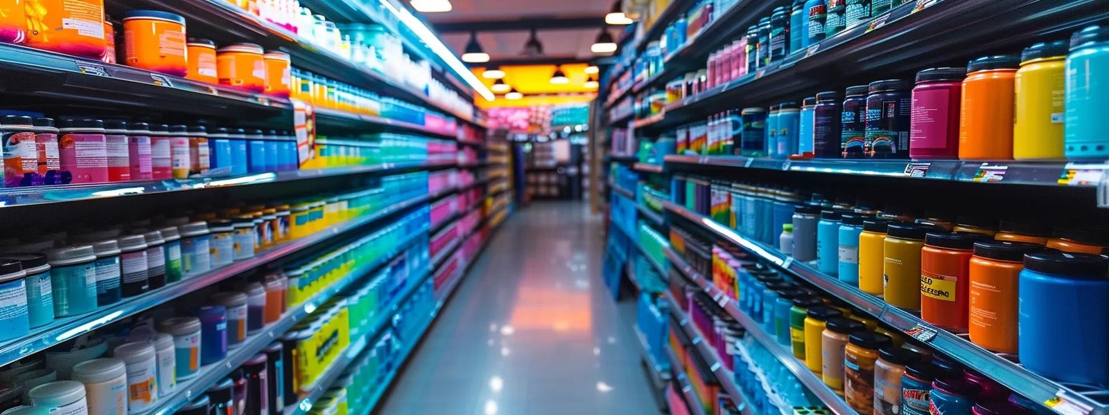 a vibrant and organized art supply store showcases neatly arranged rows of colorful paint cans, brushes, and canvases under bright, focused fluorescent lights, highlighting the atmosphere of creativity and preparation for various painting projects. a vibrant and organized art supply store showcases neatly arranged rows of colorful paint cans, brushes, and canvases under bright, focused fluorescent lights, highlighting the atmosphere of creativity and preparation for various painting projects.