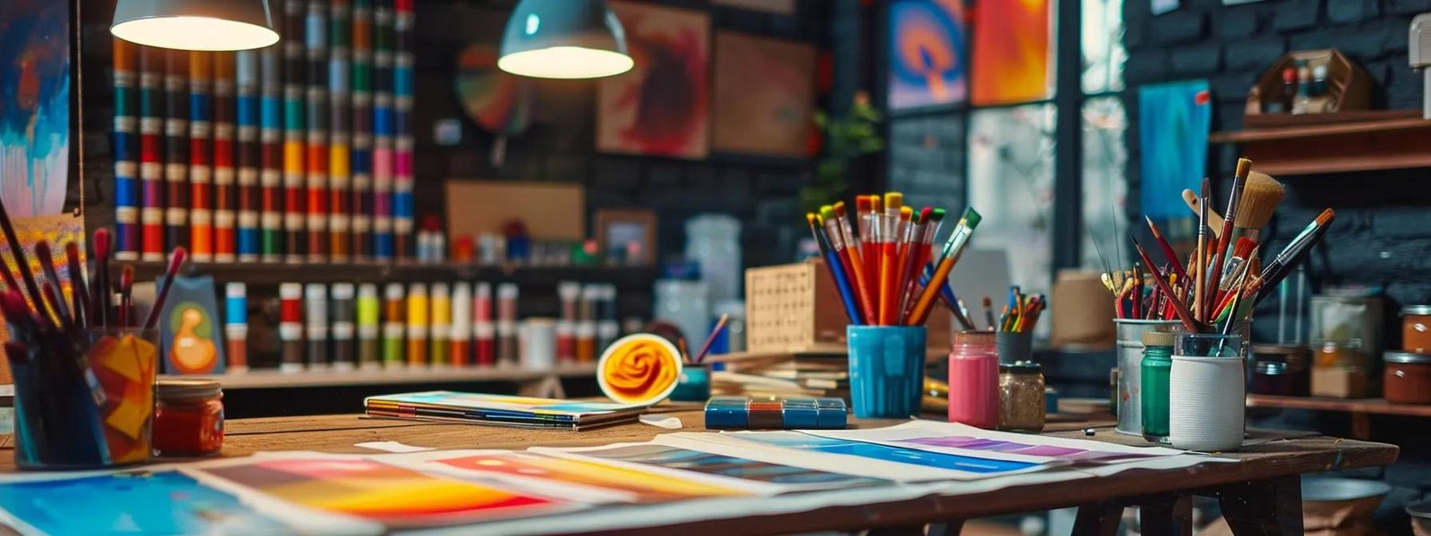 a vibrant, well-organized workspace showcases an array of colorful paint swatches and tools artfully arranged on a sleek tabletop, illuminated by bright overhead lights to highlight the textures and hues, emphasizing the importance of color selection in diy projects. a vibrant, well-organized workspace showcases an array of colorful paint swatches and tools artfully arranged on a sleek tabletop, illuminated by bright overhead lights to highlight the textures and hues, emphasizing the importance of color selection in diy projects.